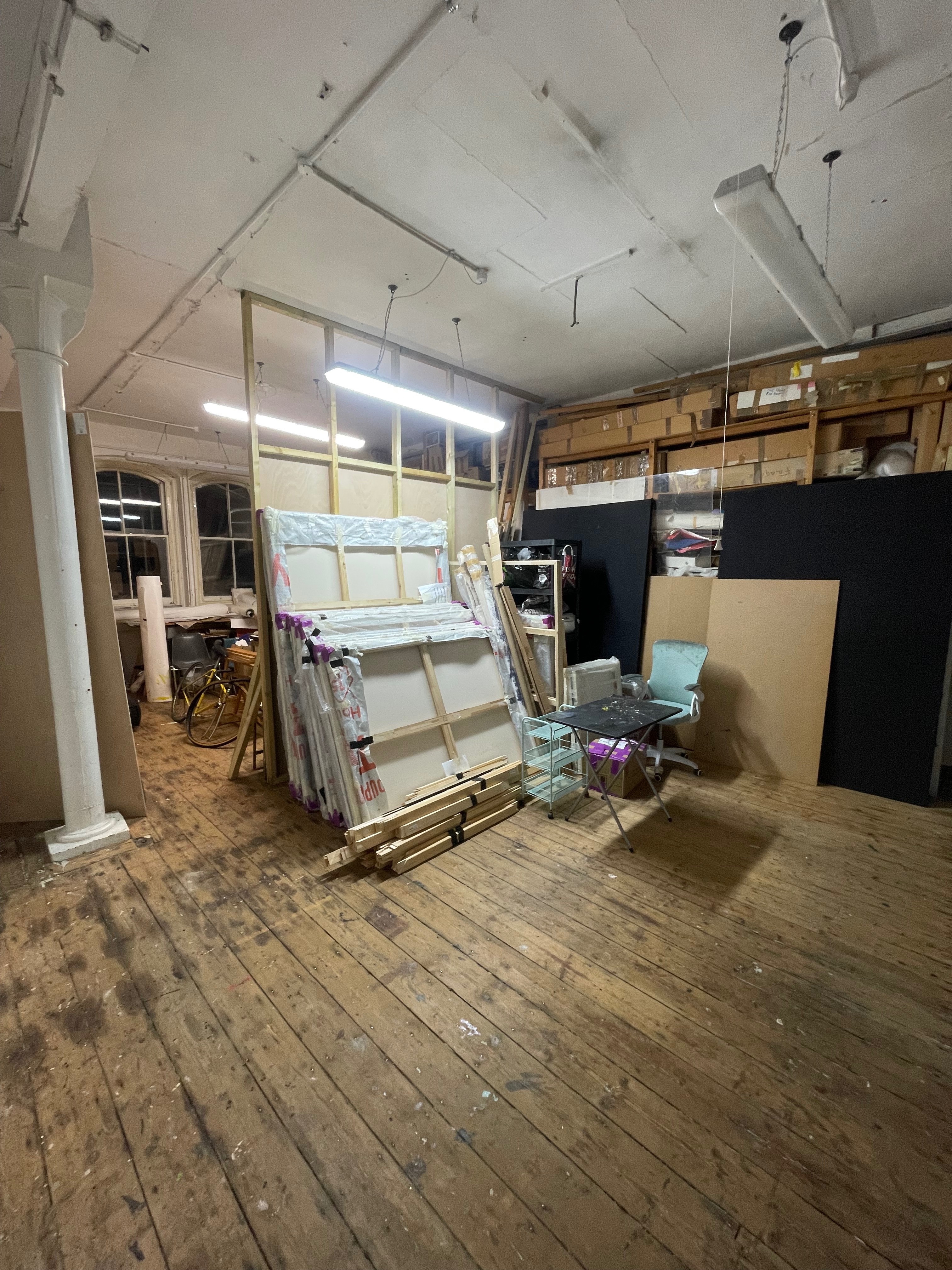 A studio share space has become available in a large a light space with an artist that works in Photography and Painting and one other painter, a recent graduate from RCA. There is one large working wall (3 meters long) as well as space to have an additional desk space. The overall available workspace measuring approximately 250 sq ft with access to more space if you wanted. We are looking for about £350.00 but happy to discuss this in relation  to how much space you feel you need.The rent amount includes a fast wifi broadband connection.   Next to London Fields park and London Fields overground.  Close to Broadway Market. The studio is on the first floor and there is no lift at the building. in East London